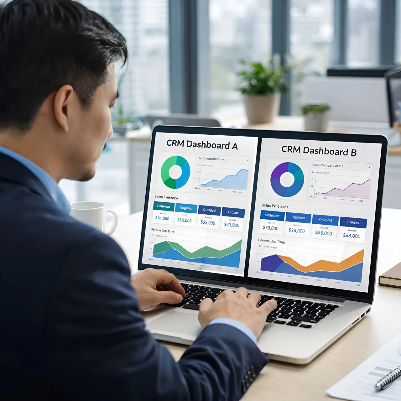 Dashboard professionale su laptop